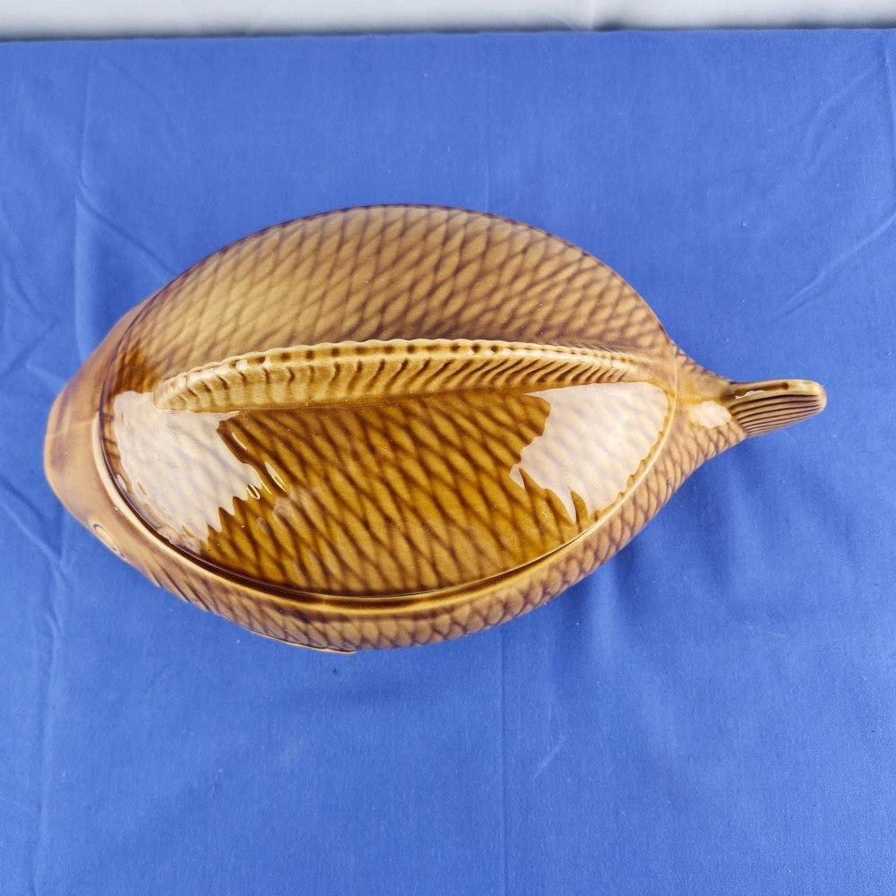 Vintage Majolica Sarreguemines France Service Fish‎ Tureen - 1950s - S - Picture 7 of 13